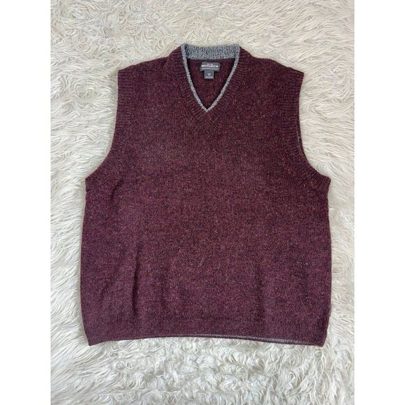 Woolrich Men’s Burgundy Red & Gray Sweater Vest 100% Wool Size XL - Picture 1 of 8
